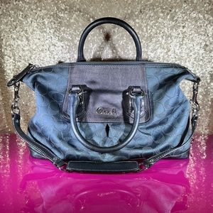 Coach Ashley Grey Leather And Signature Sateen Two-Way Satchel